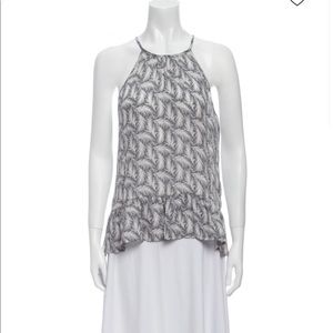 Joie 100% silk peplum ruffle cami leaves pattern size medium